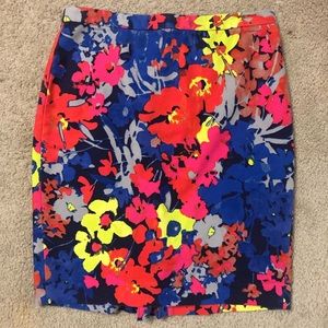 Loft neon floral pencil skirt
